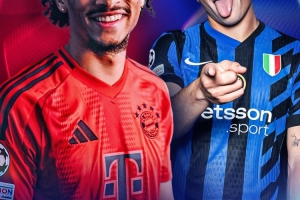 拜仁国米决战安联！欧冠官方晒海报预热：萨内与巴雷拉俏皮出镜